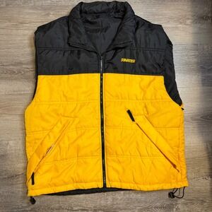 Vintage Starter Reversible Puffer Vest Black Yellow Gold Medal Athletic XL